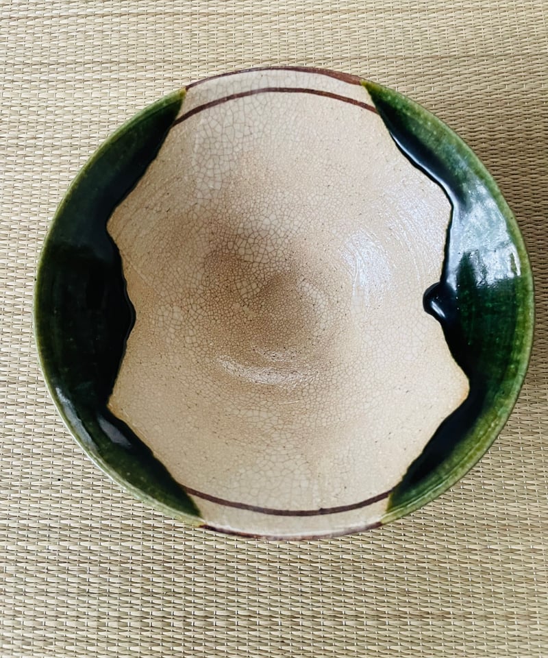 美品 在銘】松本鐵山造 松本鉄山 織部焼 平茶碗 | ginyoudo
