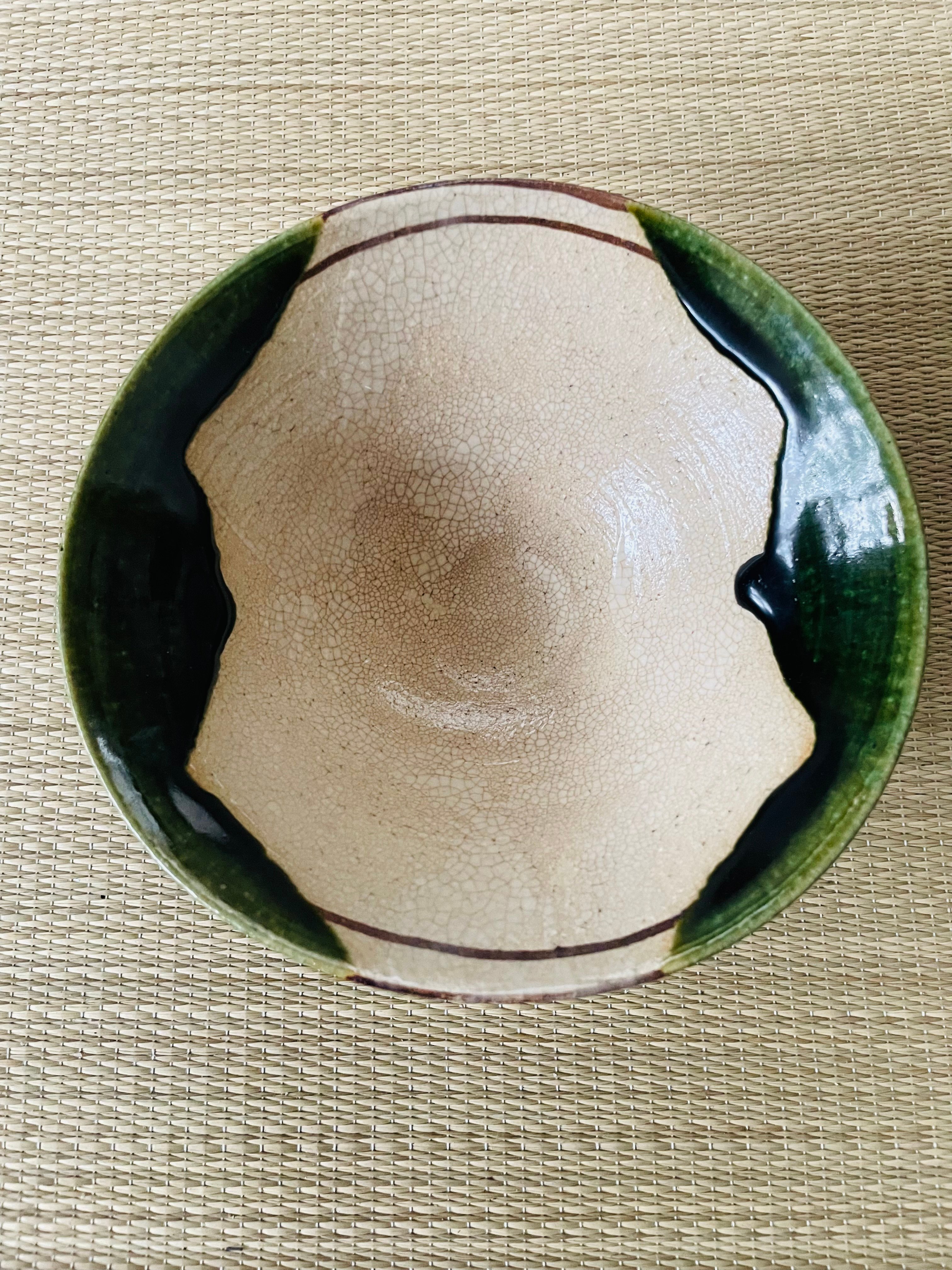 美品 在銘】松本鐵山造 松本鉄山 織部焼 平茶碗 | ginyoudo