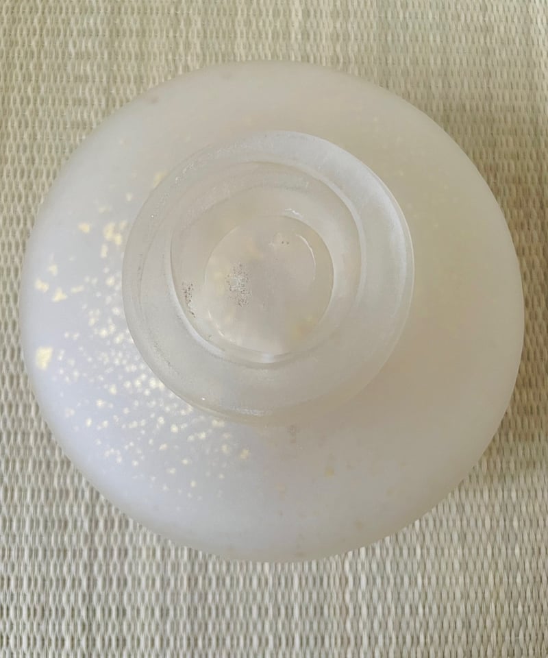 桐共箱 ウコン布付】日展作家 上野良樹造 硝子茶碗 磨りガラス 金砂子