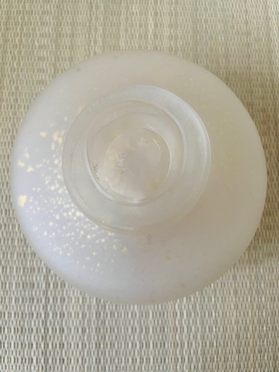 桐共箱 ウコン布付】日展作家 上野良樹造 硝子茶碗 磨りガラス 金砂子