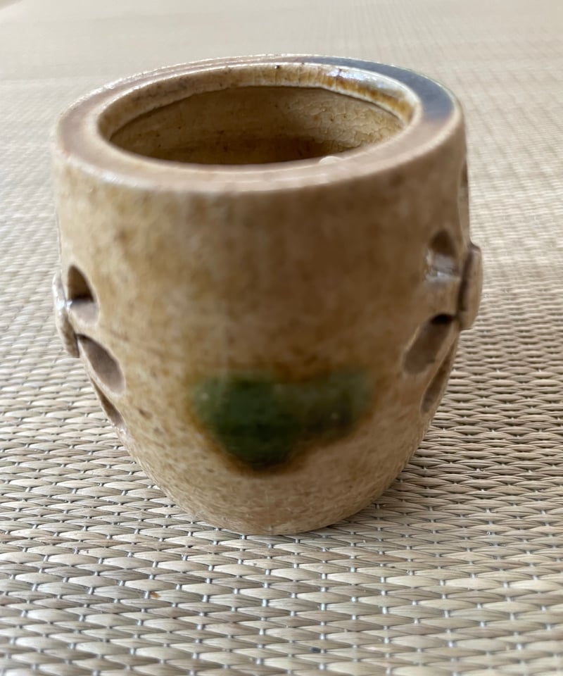W704 蓋置 『志野 瓢透かし』『山口茂 造』 共箱 茶道具 W704 蓋置