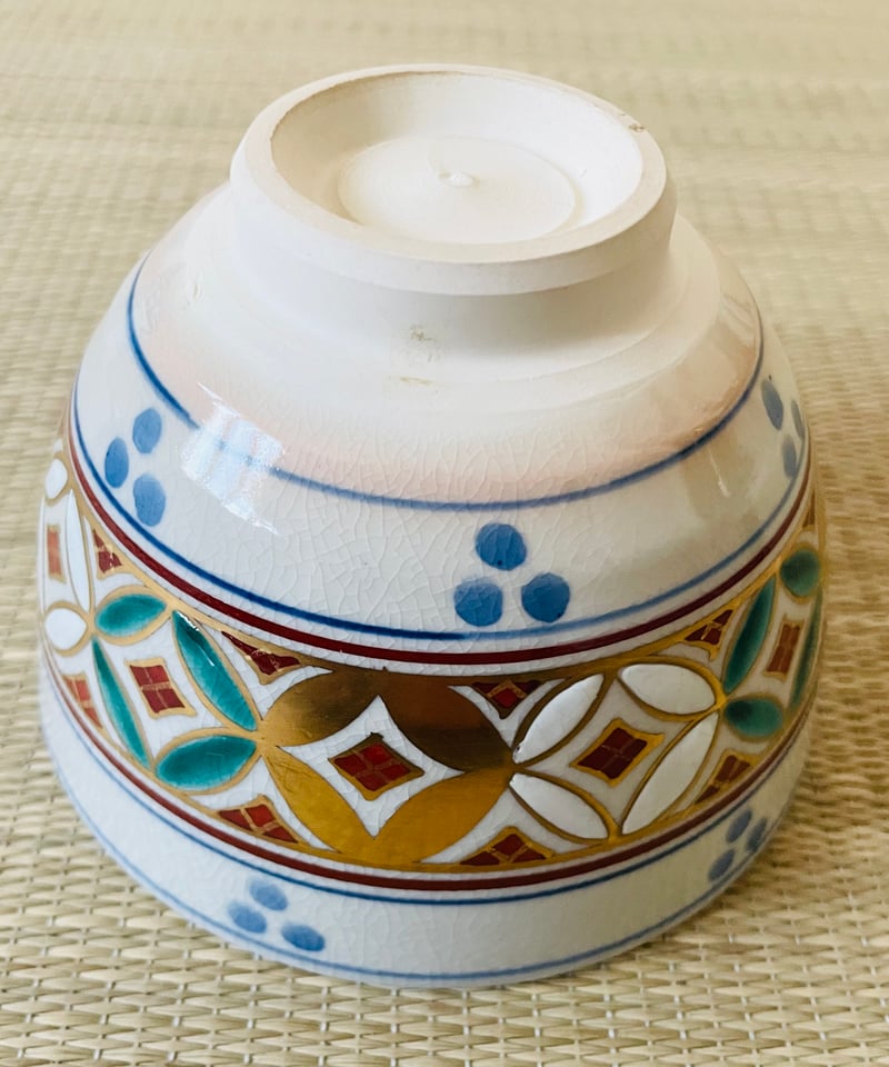 紙元箱付 美品】桐鳳造 安南手七宝 茶箱用陶器三揃え 茶碗/振出/茶巾筒