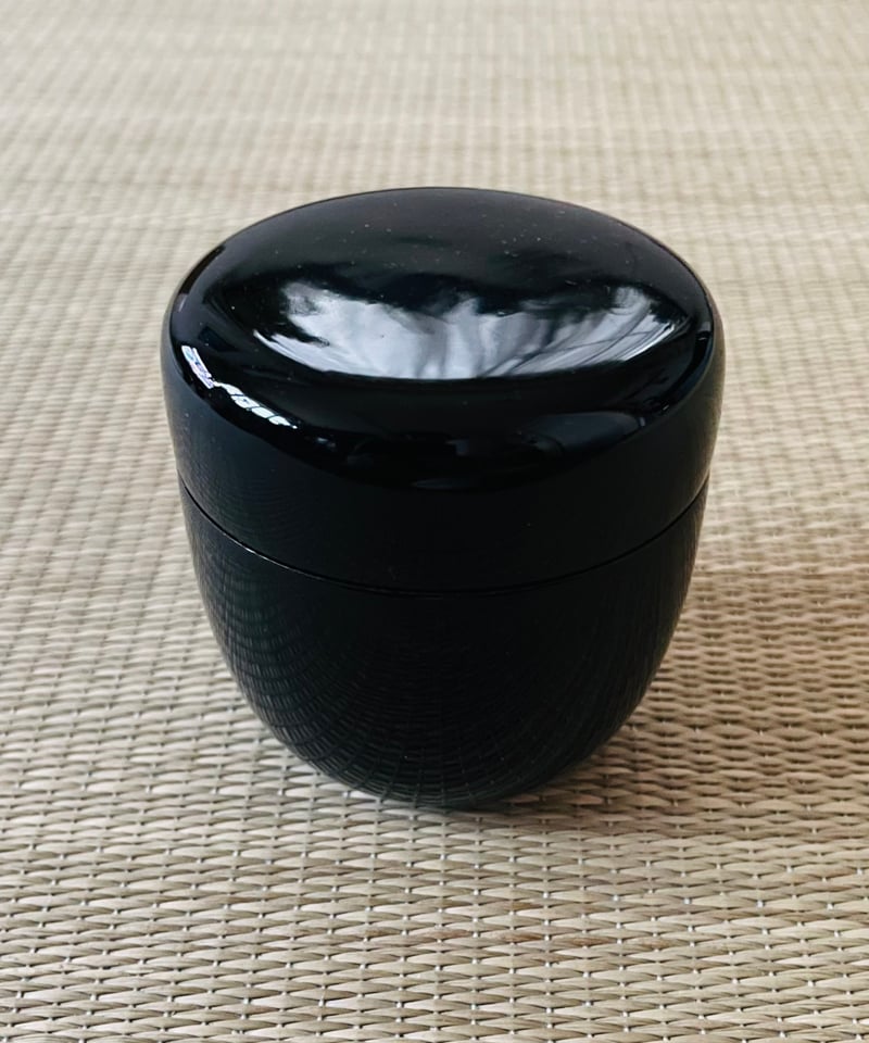 L11 送料無料　仕覆セット　茶碗用　棗用　茶匙用　名物裂　茶道　正倉院鴛鴦紋 美品 未使用保管品】木製 漆塗り 仕覆付き黒棗 正絹名物裂「十色間道