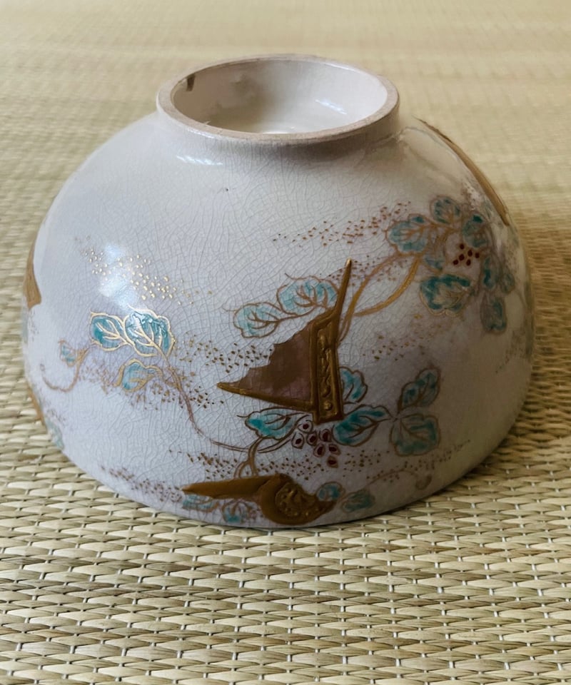 アンティーク　京薩摩　花鳥文　越田銘　ミルクピッチャー　急須　茶道具　明治期 アンティーク】古薩摩 金継ぎ有 薩摩焼茶碗 見立て茶道具 | ginyoudo