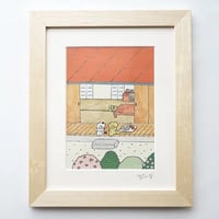 絵画作品「のんびり過ごす」送料無料