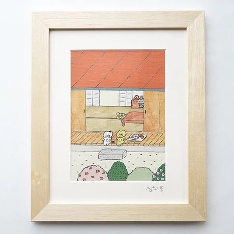 絵画作品「のんびり過ごす」送料無料