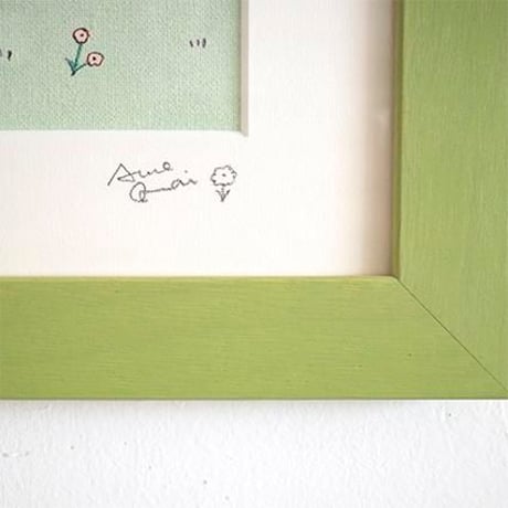絵画作品「くまいぬハウス」送料無料※額はホワイトになります。