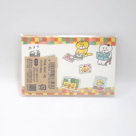 F08-ANC-43 ミニメッセージカード「くまいぬカメラ」