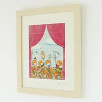 絵画作品「こんにちは劇場」送料無料※額はナチュラルになります。