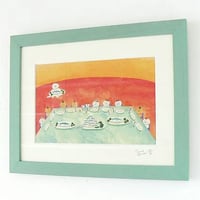 絵画作品「初めての食事会」送料無料
