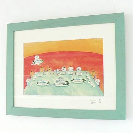 絵画作品「初めての食事会」送料無料
