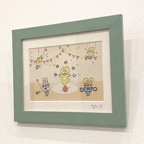 絵画作品「くまいぬサーカス」送料無料