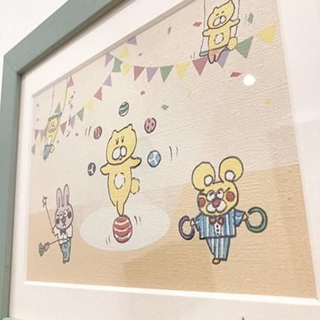 絵画作品「くまいぬサーカス」送料無料
