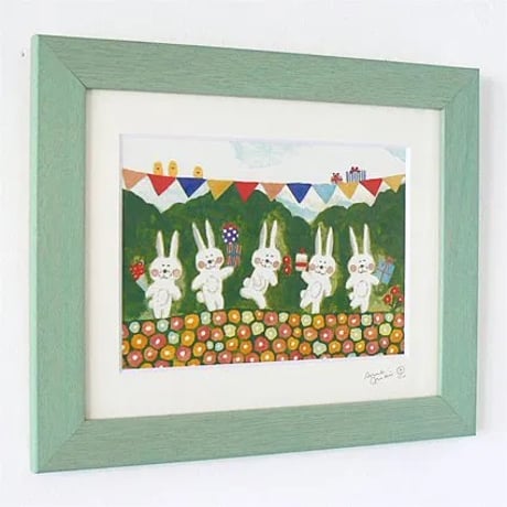 絵画作品「うさぎのプレゼント」送料無料