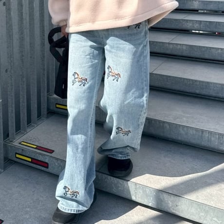 horse embroidery denim