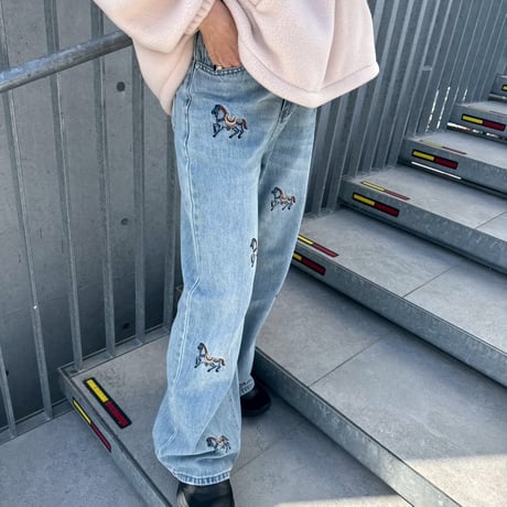 horse embroidery denim