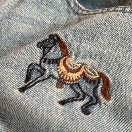 horse embroidery denim