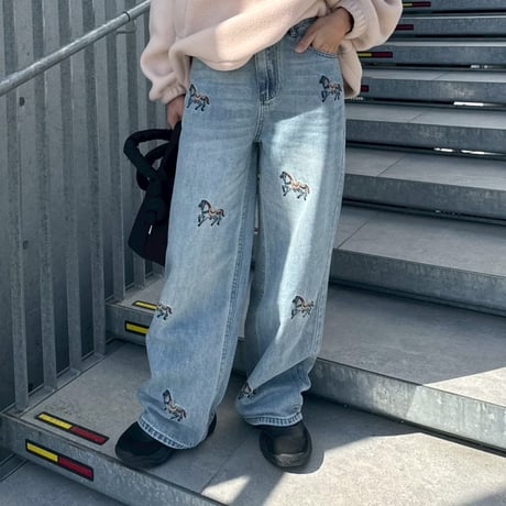 horse embroidery denim
