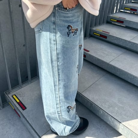 horse embroidery denim