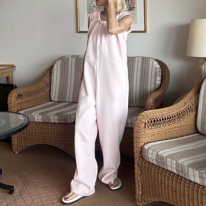 loopback sweat coverall / pink | MOKA