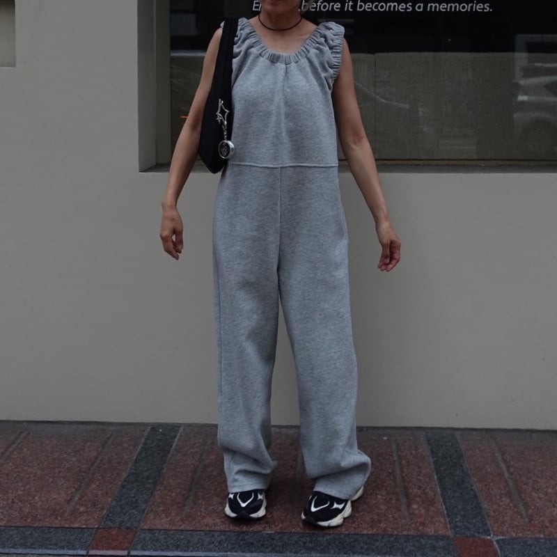 loopback sweat coverall / grey【予約販売】9月末〜順次発送