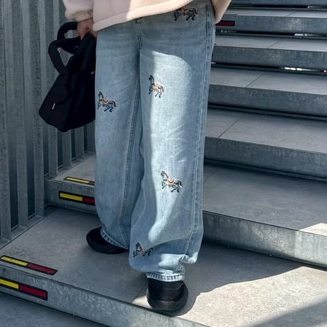 horse embroidery denim