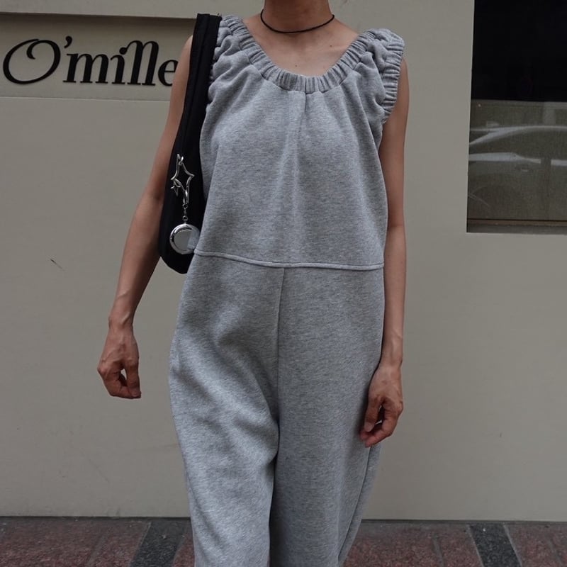 loopback sweat coverall / grey | MOKA