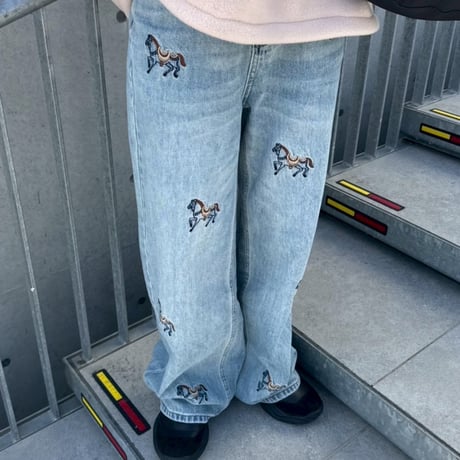 horse embroidery denim