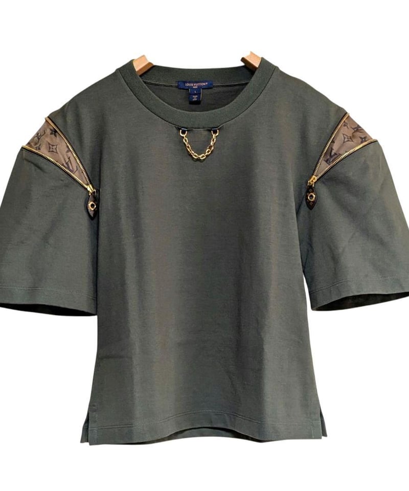 Louis Vuitton モノグラムチェーン装飾 ZIPTシャツ 半袖オリーブ | Offi