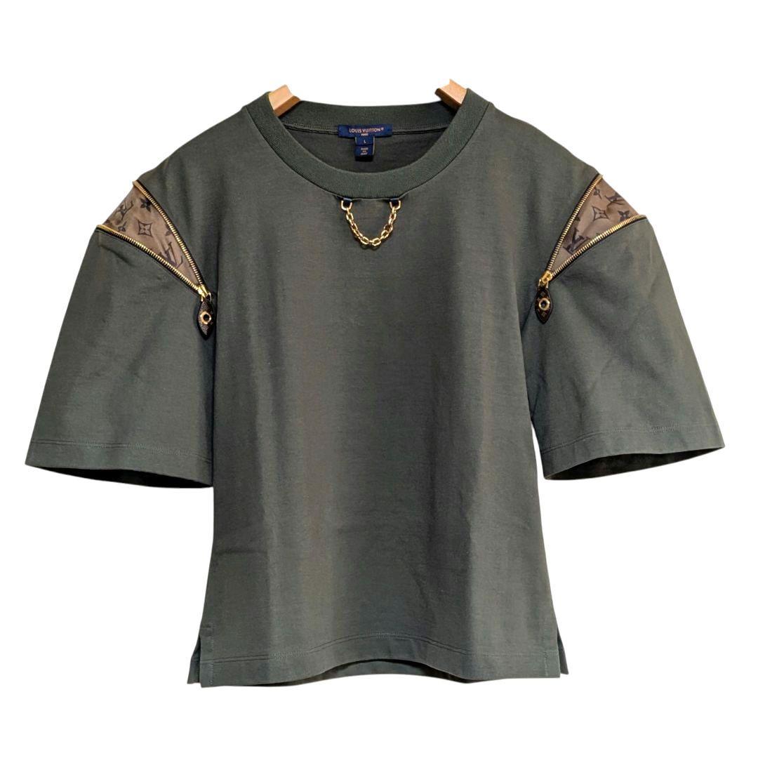 Louis Vuitton モノグラムチェーン装飾 ZIPTシャツ 半袖オリーブ | Offi