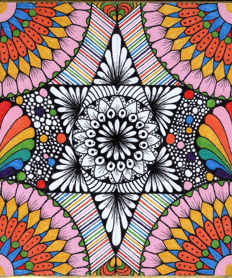 開花 Flowers in full bloom ゼンタングル Zentangle アート a