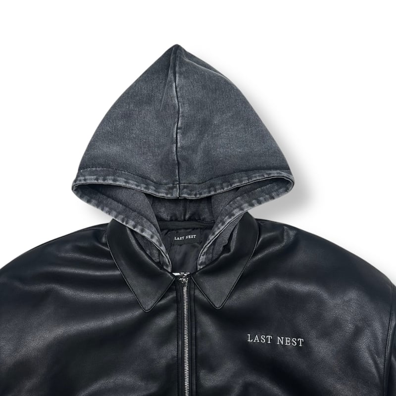 ジャケット・アウター Last Nest foodie leather jacket LAST NEST / hooded faux leather flight jacket |