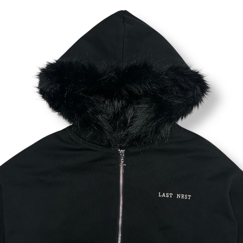 last nestファー付きフーディー LAST NEST / reversible fur hoodie | OTHELLO FUK