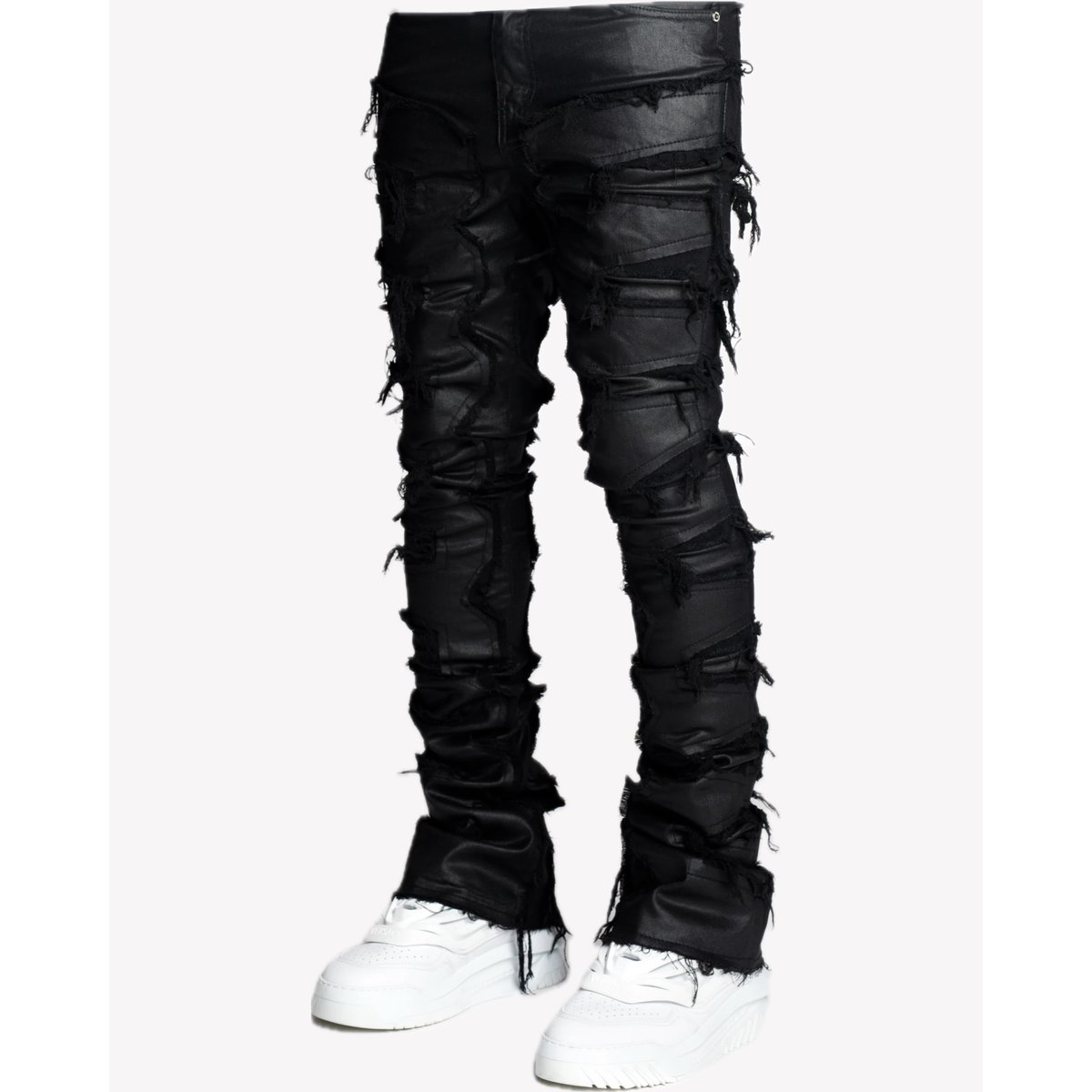 パンツ GUAPI black waxed stacked denim 28 GUAPI / obsidian black waxed stacked denim | OT