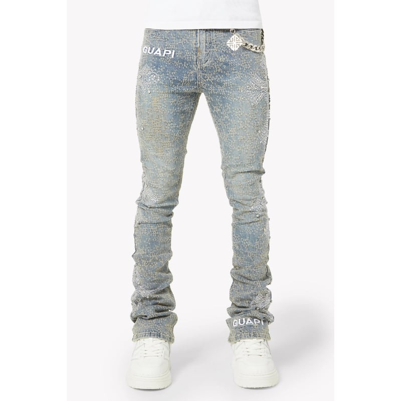 GUAPI / vintage blue distressed cross denim | O