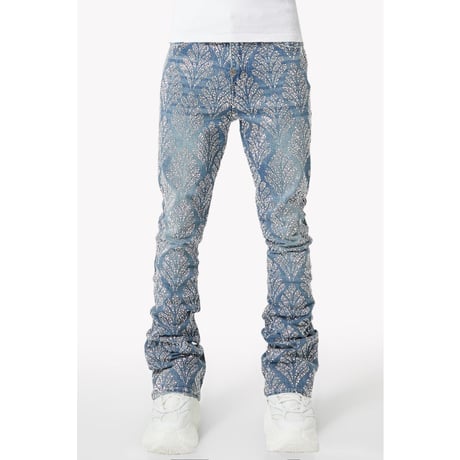 GUAPI / steel blue embellished denim V2