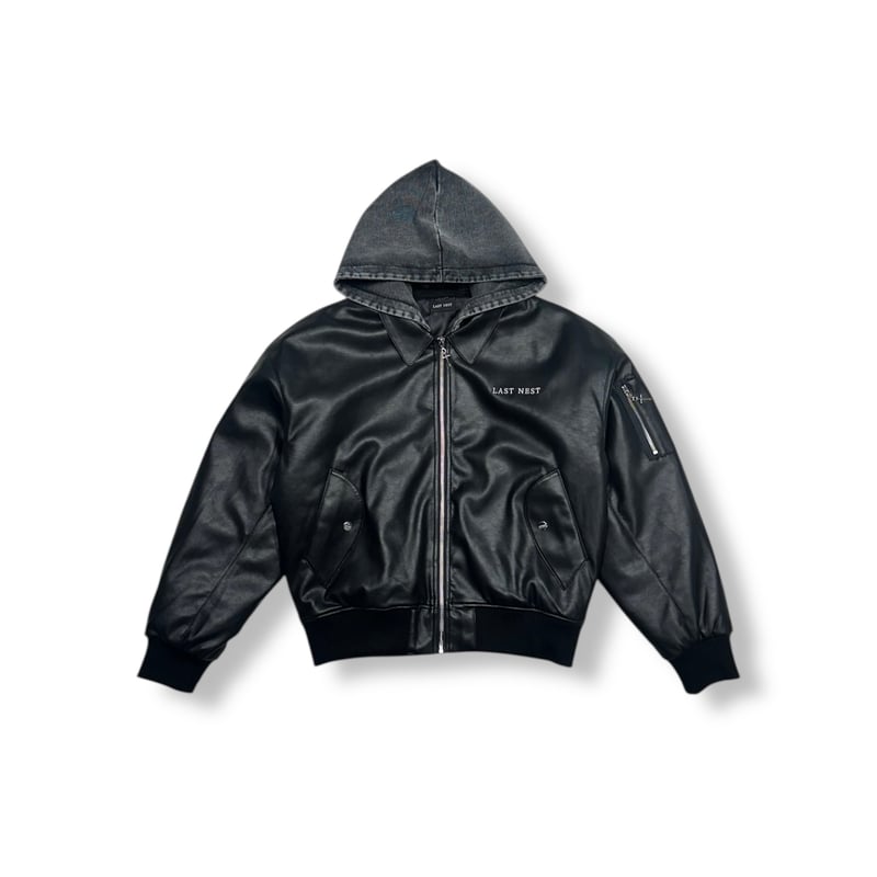 ジャケット・アウター Last Nest foodie leather jacket LAST NEST / hooded faux leather flight jacket |