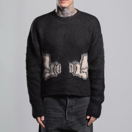 ASKYURSELF / wrapped banned brushed knit black