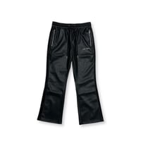LAST NEST / faux leather track pants