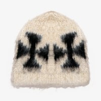 ASKYURSELF / brushed cross beanie ecru