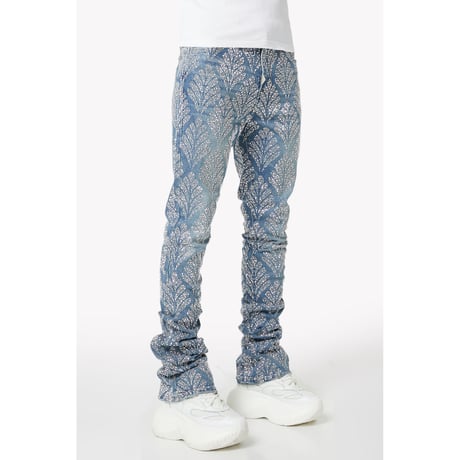 GUAPI / steel blue embellished denim V2