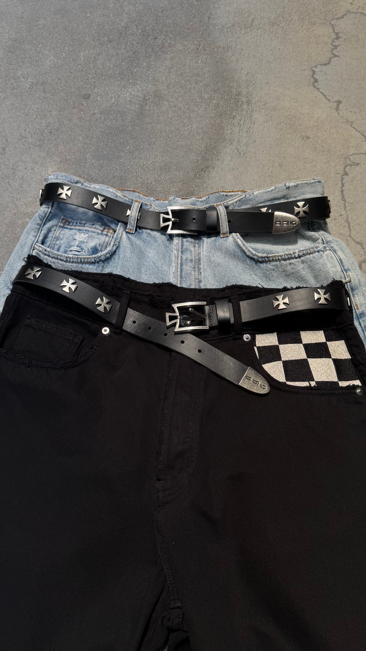 ASKYURSELF / signature OG cross leather belt |