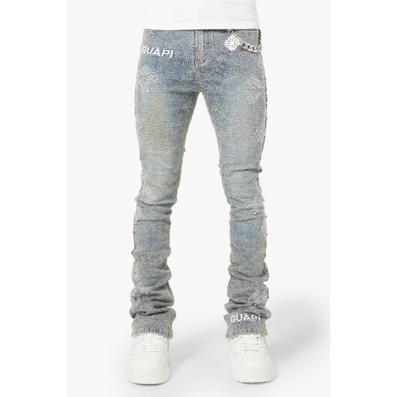 38baby　GUAPI GUAPI / vintage blue distressed cross denim | O