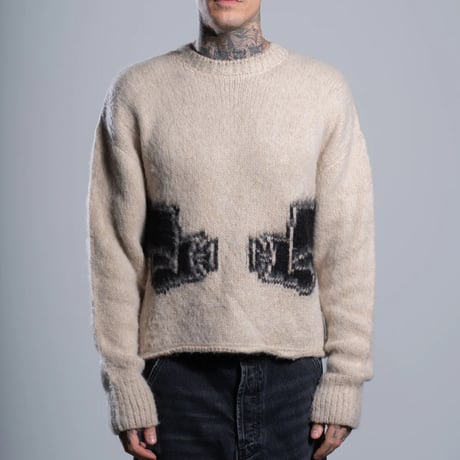 ASKYURSELF / wrapped banned brushed knit ecru