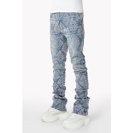 GUAPI / steel blue embellished denim V2