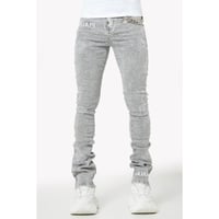GUAPI / smoke grey distressed cross denim