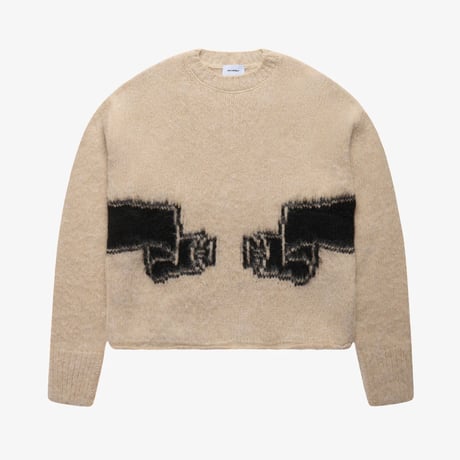 ASKYURSELF / wrapped banned brushed knit ecru