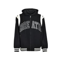 BREATH / arch logo hooded varsity jacket
