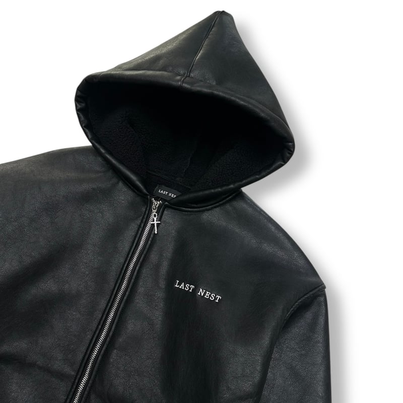 LAST NEST / faux leather boa hoodie | OTHELLO F