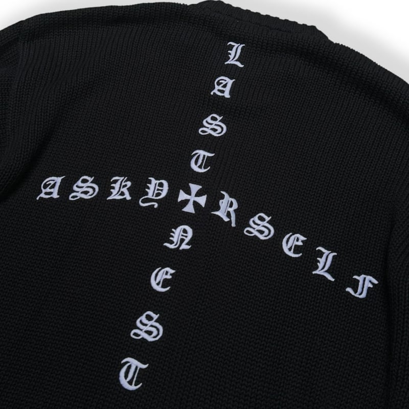 askyurself ニットカーディガン　last nest badhop ASKYURSELF / chunky banned knit cardigan - OTHELLO KUMAMOTO